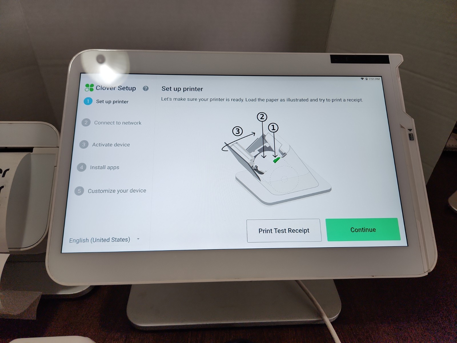 Clover Station Display C500 POS Point Of Sale W/ Mini Handheld C401U & Printer