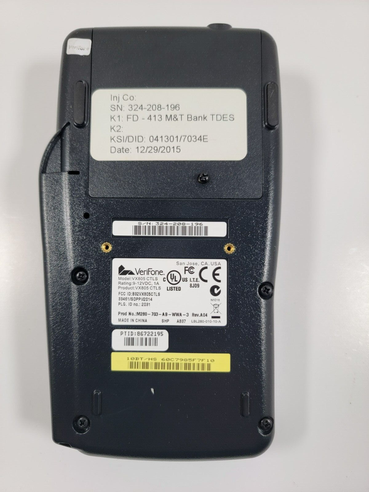 Verifone VX-805 Pin Pad Card Reader 160mb Keypad