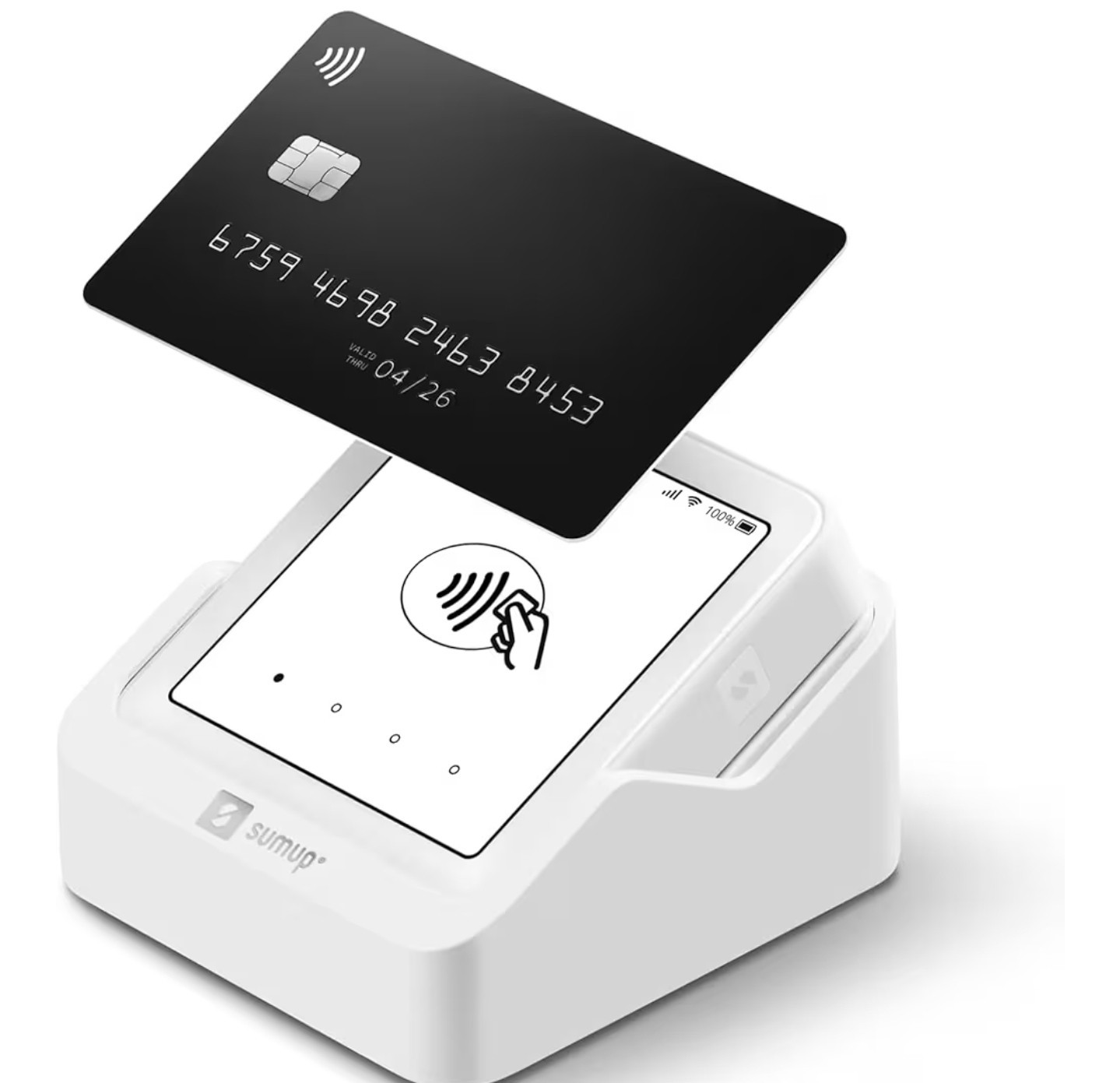 SumUp Solo Credit Card Payment Card Reader with Charging Station. Full Touch-Scr