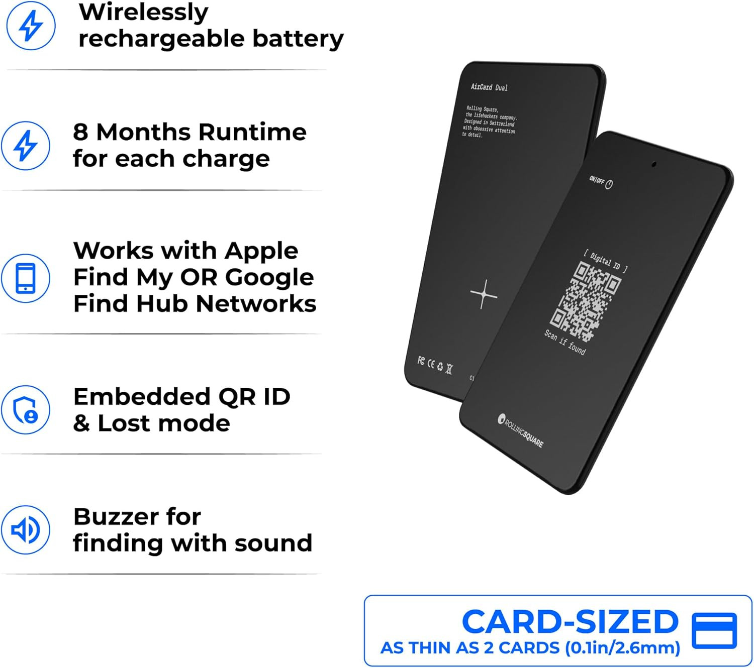 Aircard Dual – Bluetooth Wallet Tracker – Compatibile with Both Apple Ios Find M