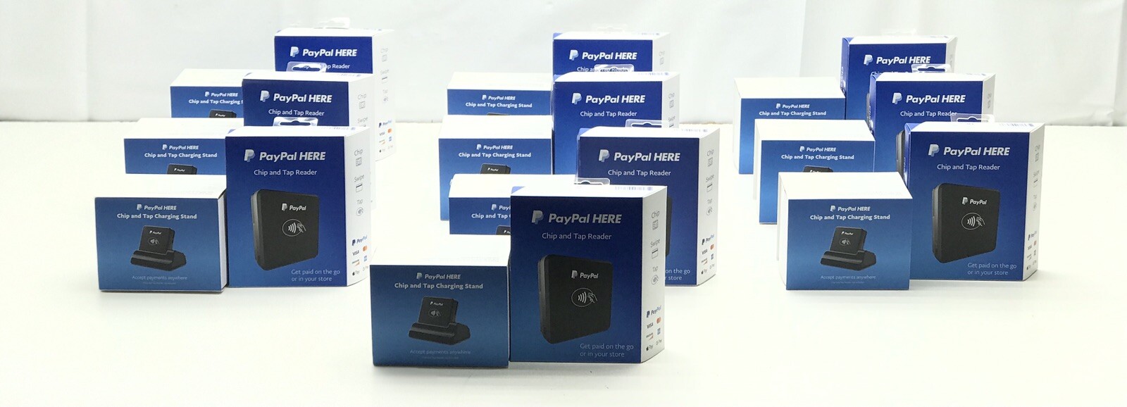 Lot of 10 PayPal Here Chip and Tap Reader and Charging Stand