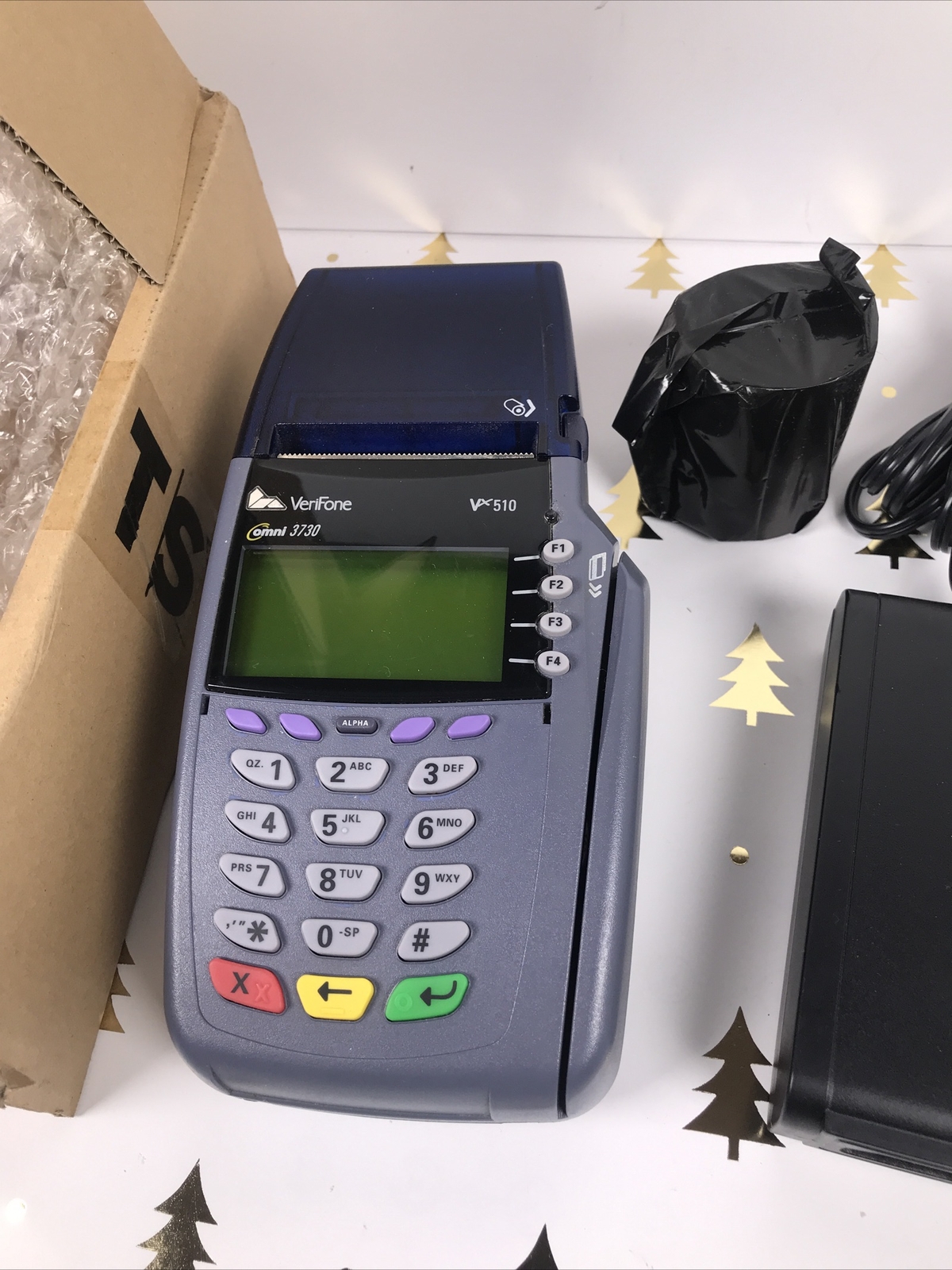 Verifone VX510 OMNI 3730 LE Credit/Debit Card Machine with Power Cord + Extras