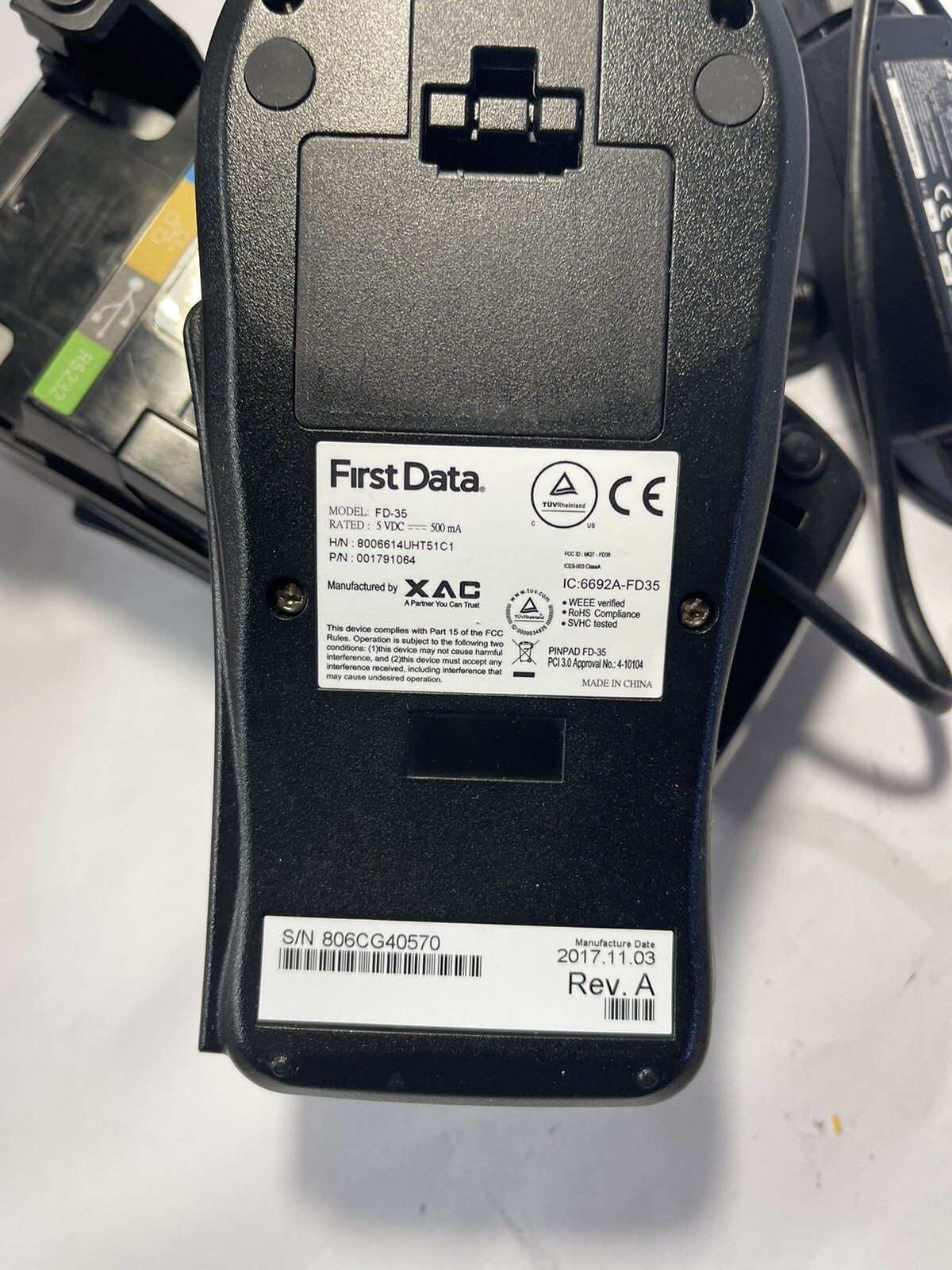 Set First Data FD130 DUO Credit Card Machine with FD35 PINpad and Power Supply.