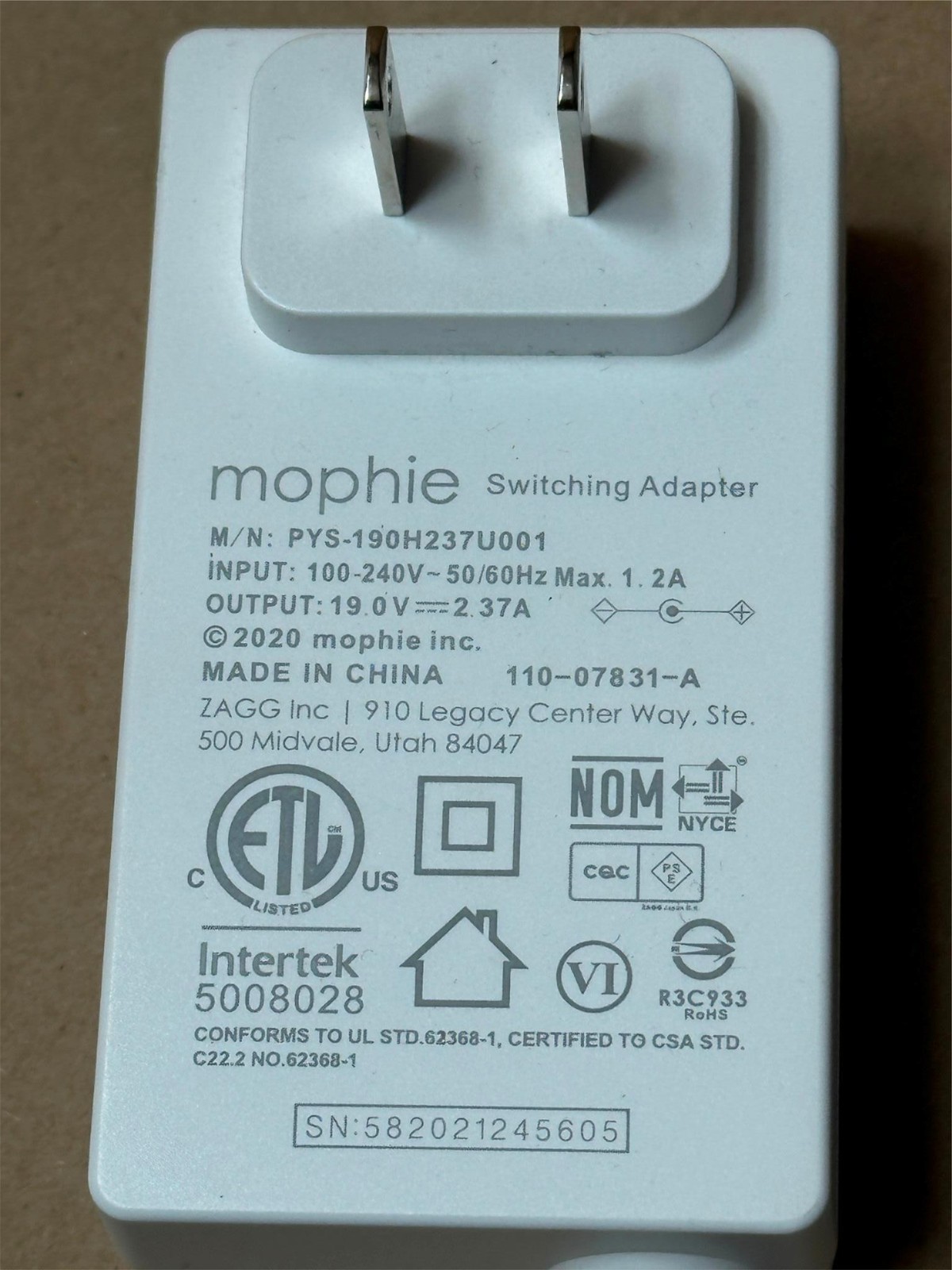 Genuine Mophie Power Supply Adapter PYS-190H237U001
