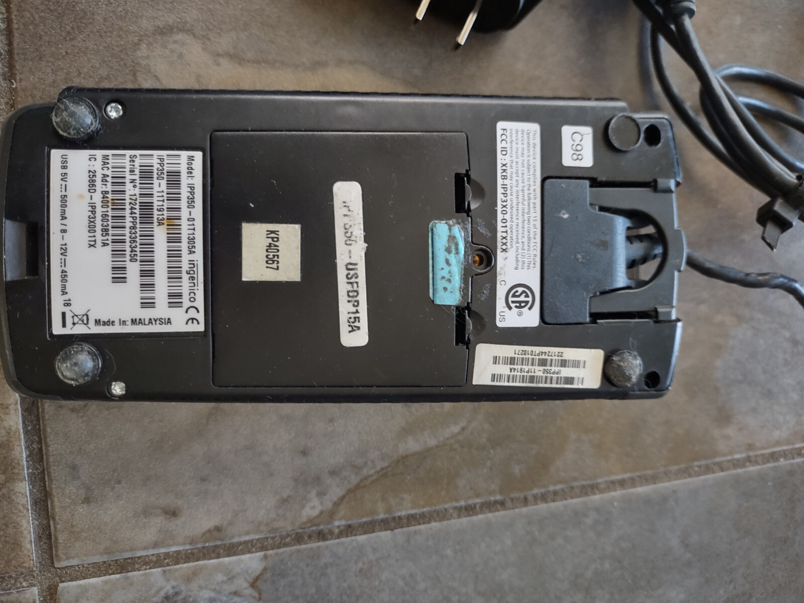 Ingenico iPP350 Credit Card Terminal Reader Keypad IPP350-01T1305A