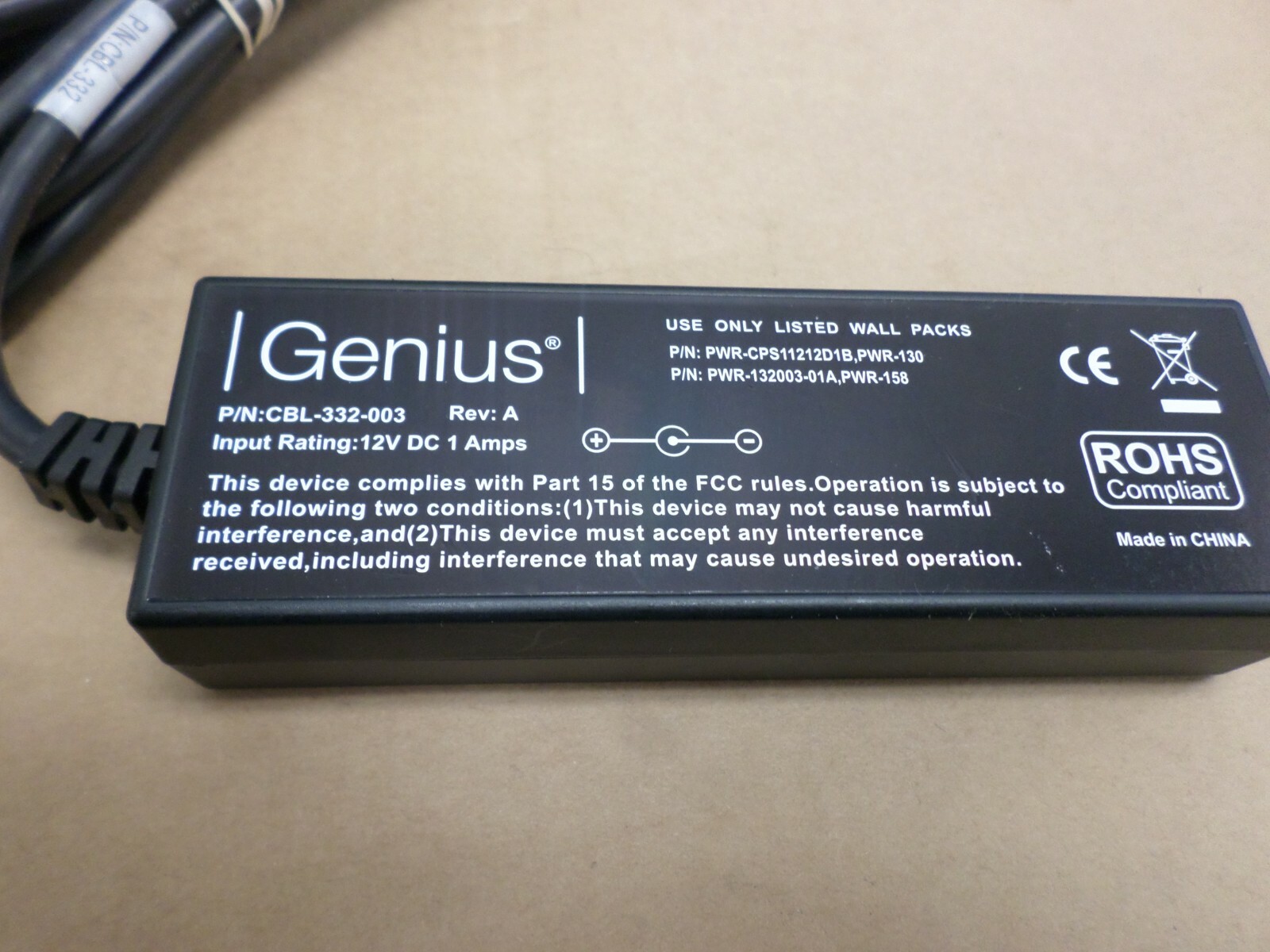 Genius Customer Engagement Platform Cbl-332-002 Power Injector Supply Ethernet