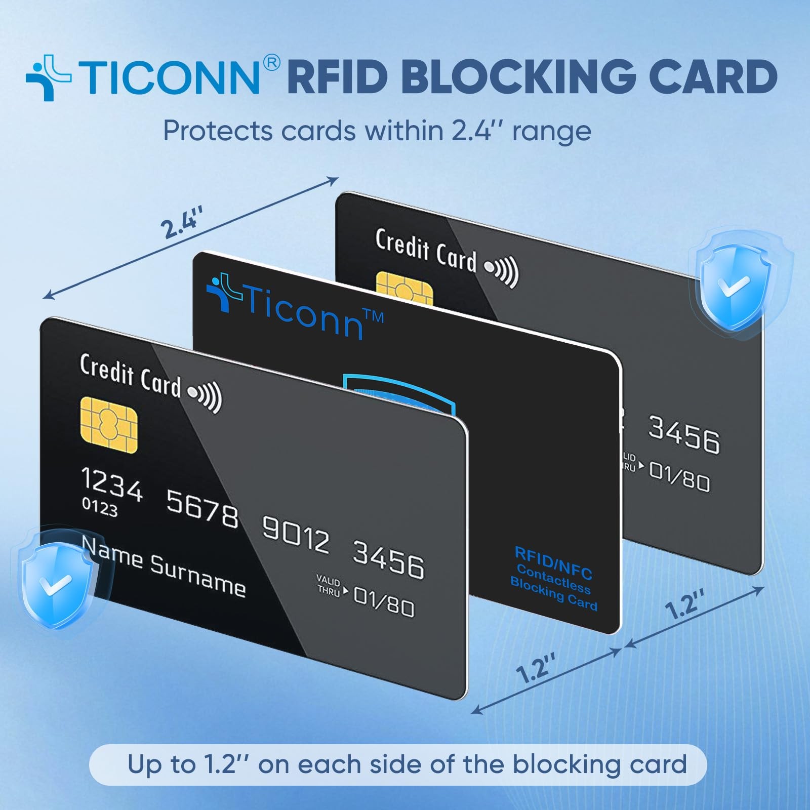 TICONN RFID Blocking Cards 4 Pack Premium Contactless NFC Debit Credit Card