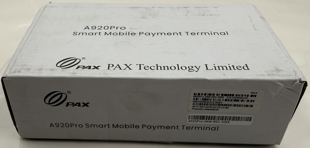PAX A920PRO A920PRO-0AW-RE5-30EA WIRELESS SMART POS CREDIT CARD PAYMENT TERMINAL