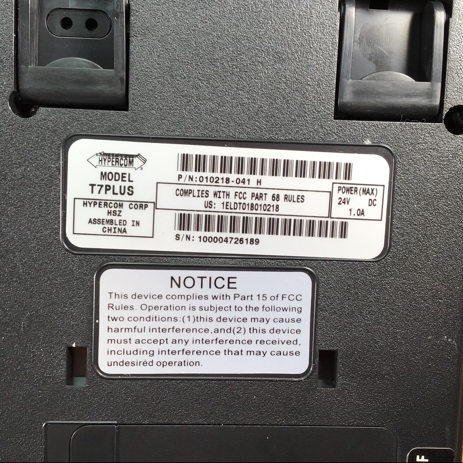 Terminal Reader Credit Card Hypercom T7Plus with Power Adapter Rear Feet Vintage