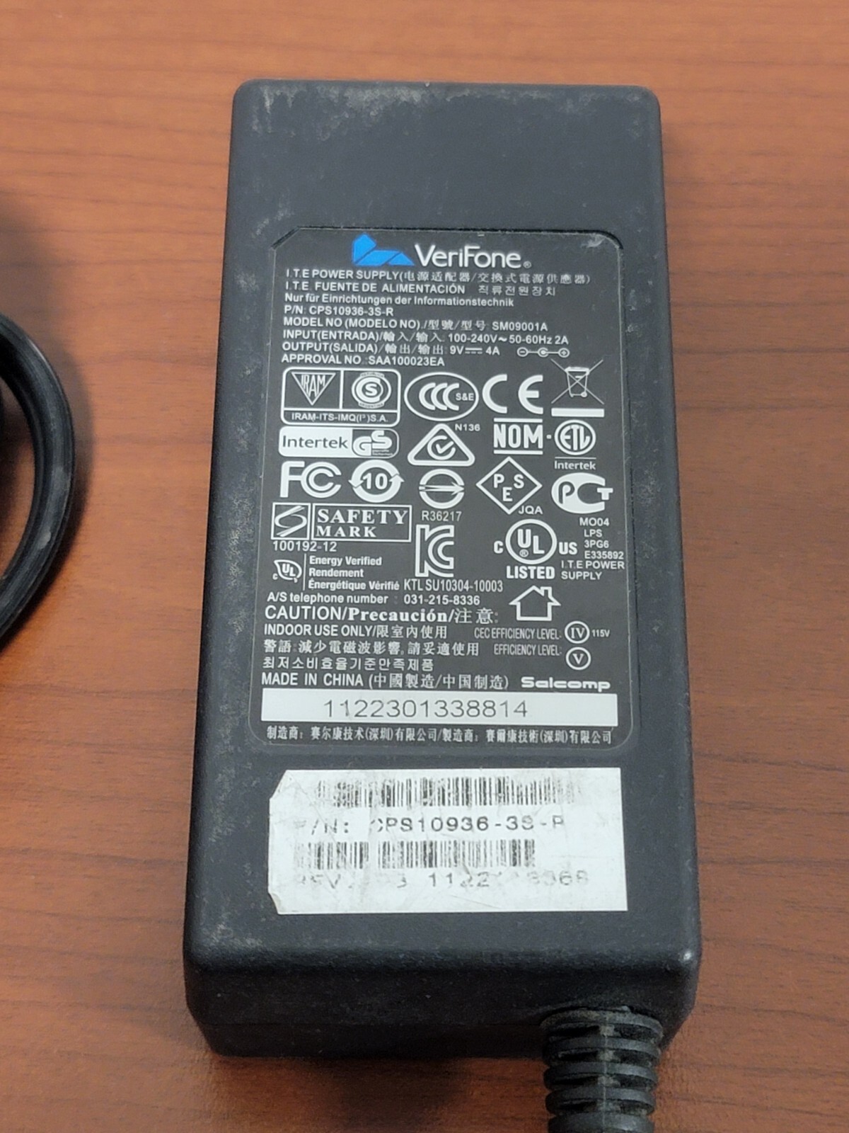 OEM VERIFONE A/C Power Supply/Adapter Model #SM09001A Part #CPS10936-3S-R