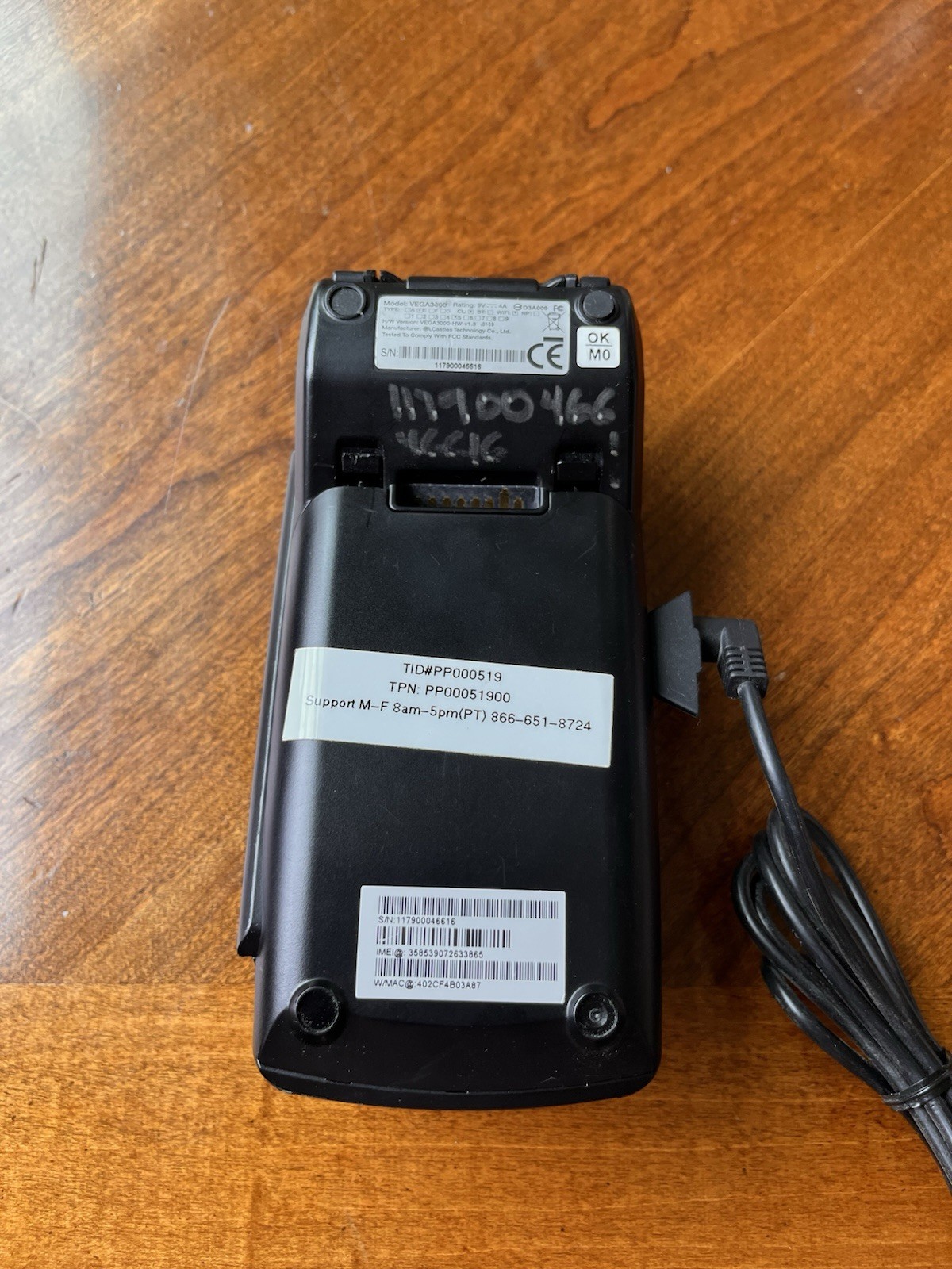 Dejavoo Z9 VEGA3000 Black 3.5″ LCD POS Credit Card Terminal Tested