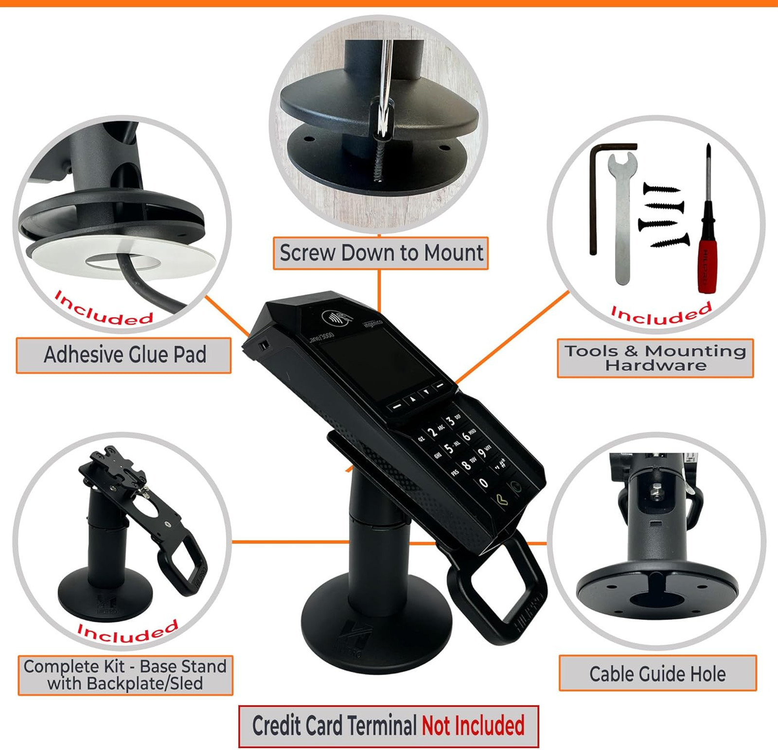 Point of Sale Swivel Stand for Ingenico Lane 3000 3600 5000 7000 8000 Docking