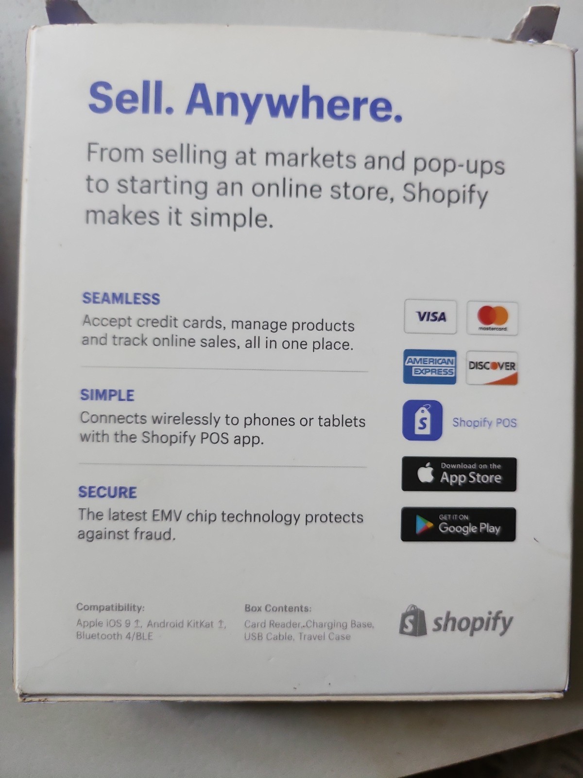 Shopify Chip and Swipe Credit Card Reader Wireless White Model S1701 – NEW
