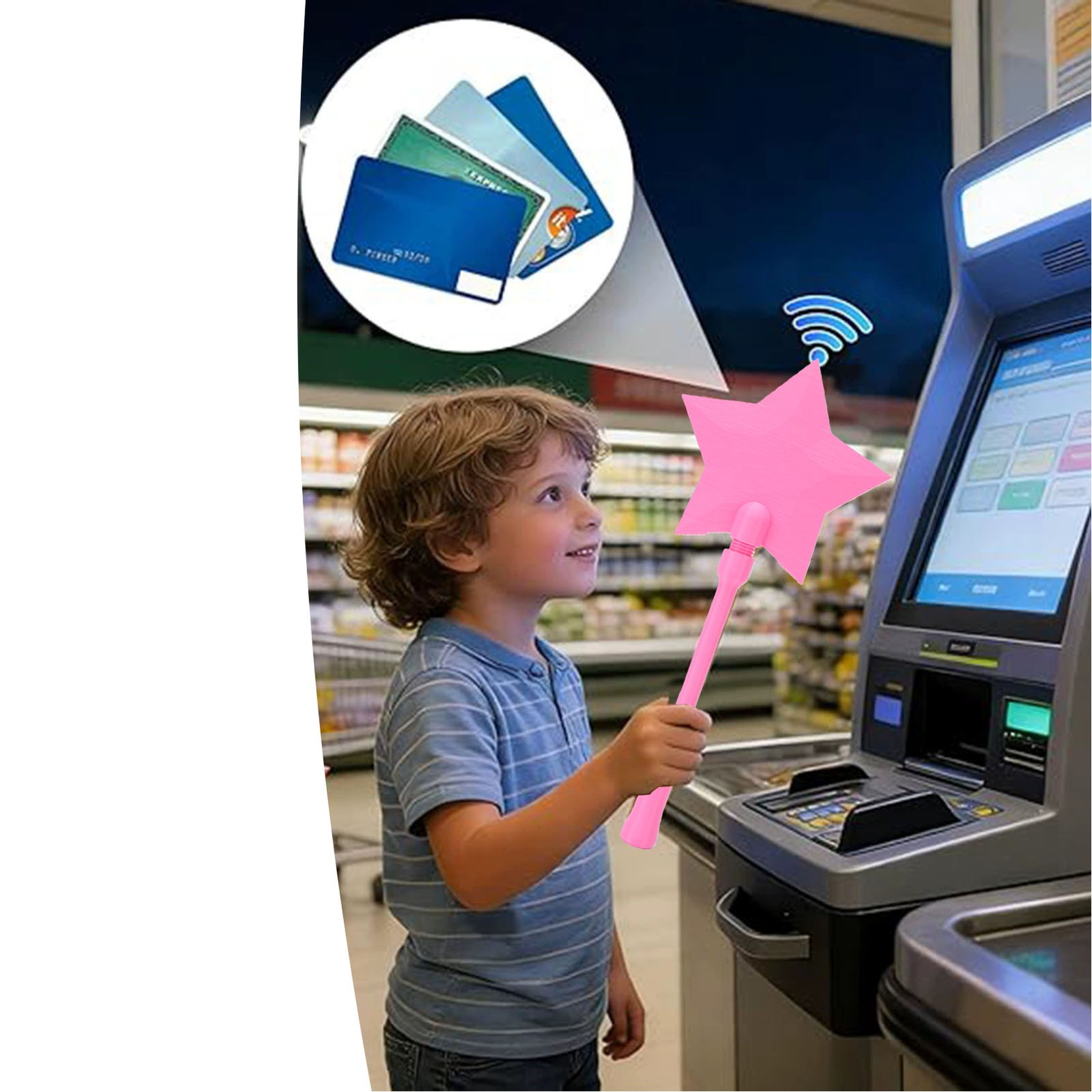 2-3D Printed Credit Card Wand Contactless Payment Card Holder Wand Pink