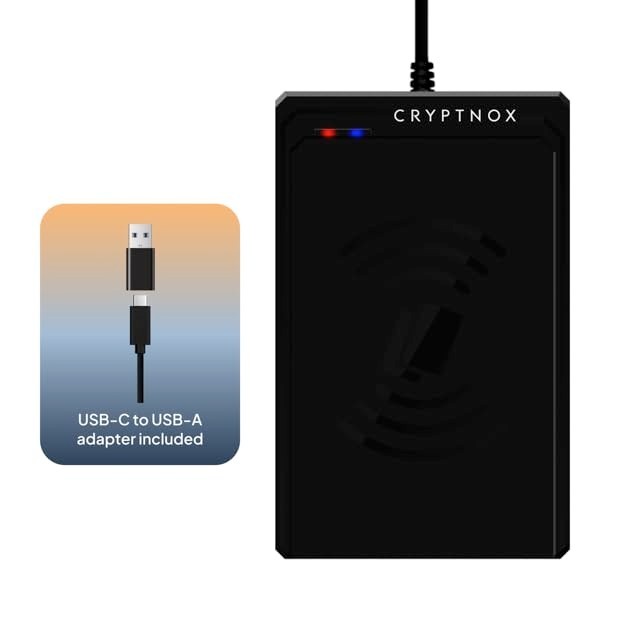 Contactless NFC Smart Card Reader USB Type-C/A, ISO 14443 Mifare Compliant, Secu