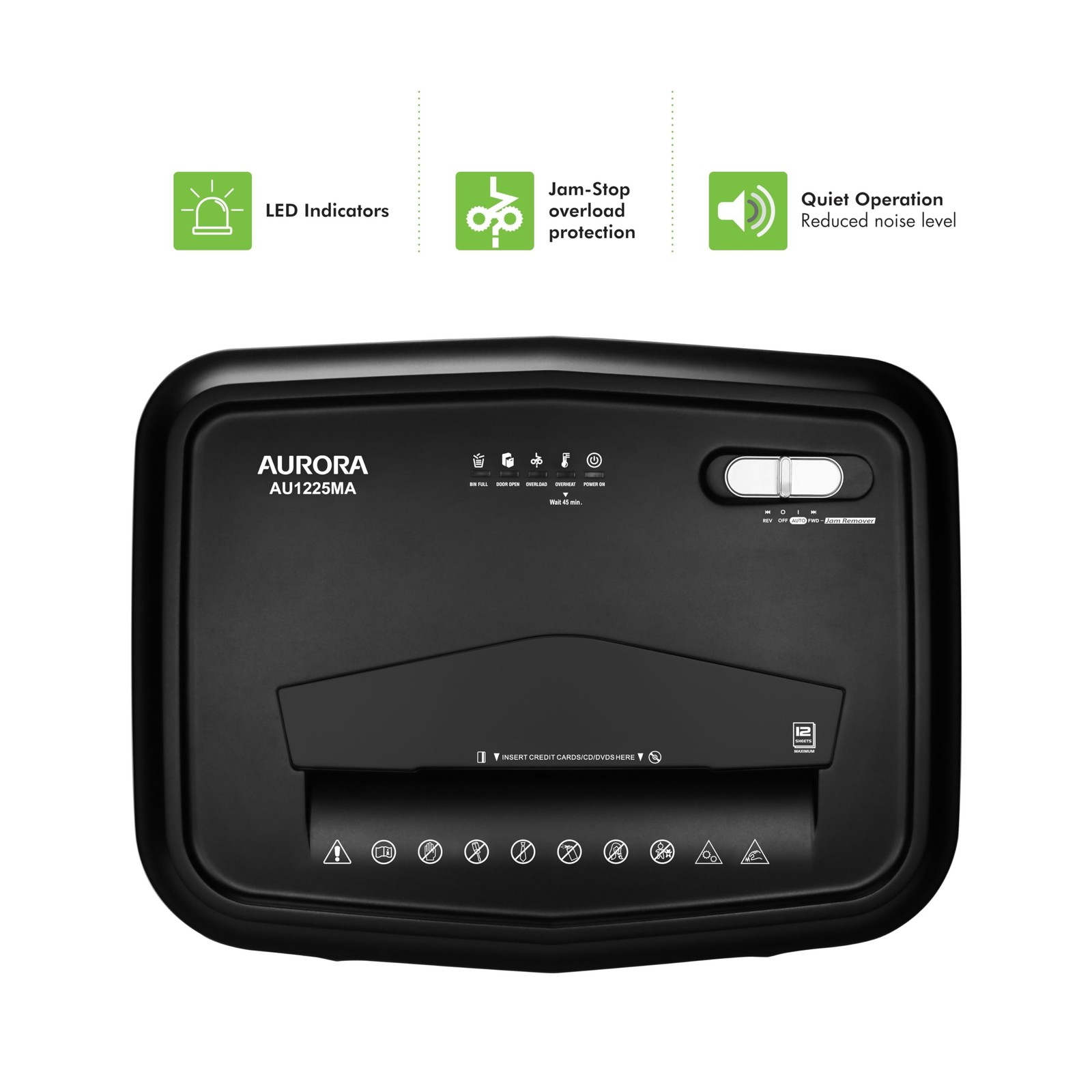 Aurora AU1225MA High-Security 12-Sheet Micro-Cut Paper and CD/Credit Card Shr…