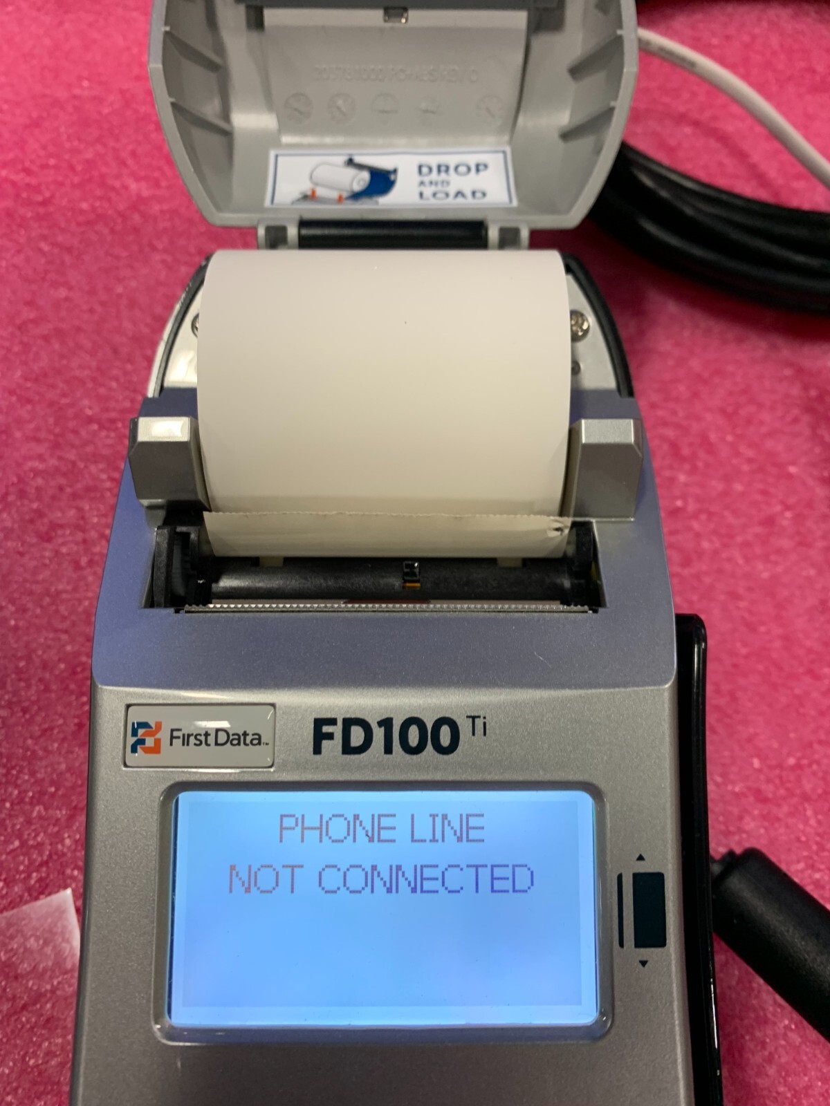 First Data FD100ti Credit Card Machine w/ Phone/Power/USB Cords