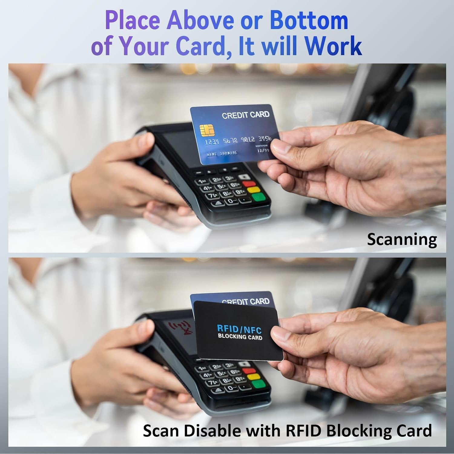 RFID Blocking Card – NFC Contactless Credit Debit Card Protector (5 Pack)
