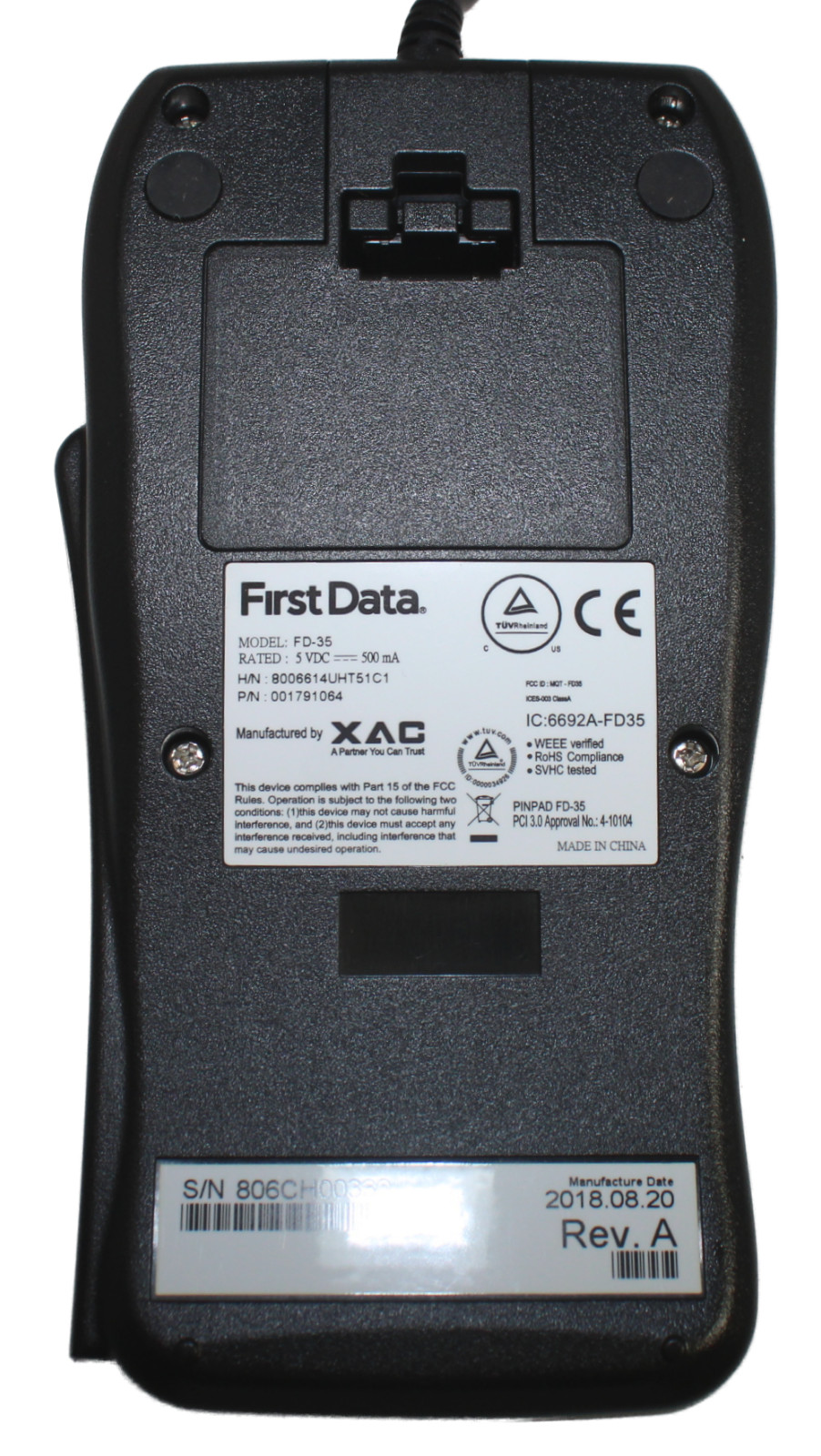 First Data FD-35 PIN Pad Customer Facing Credit Card Terminal EMV Chip Apple Pay