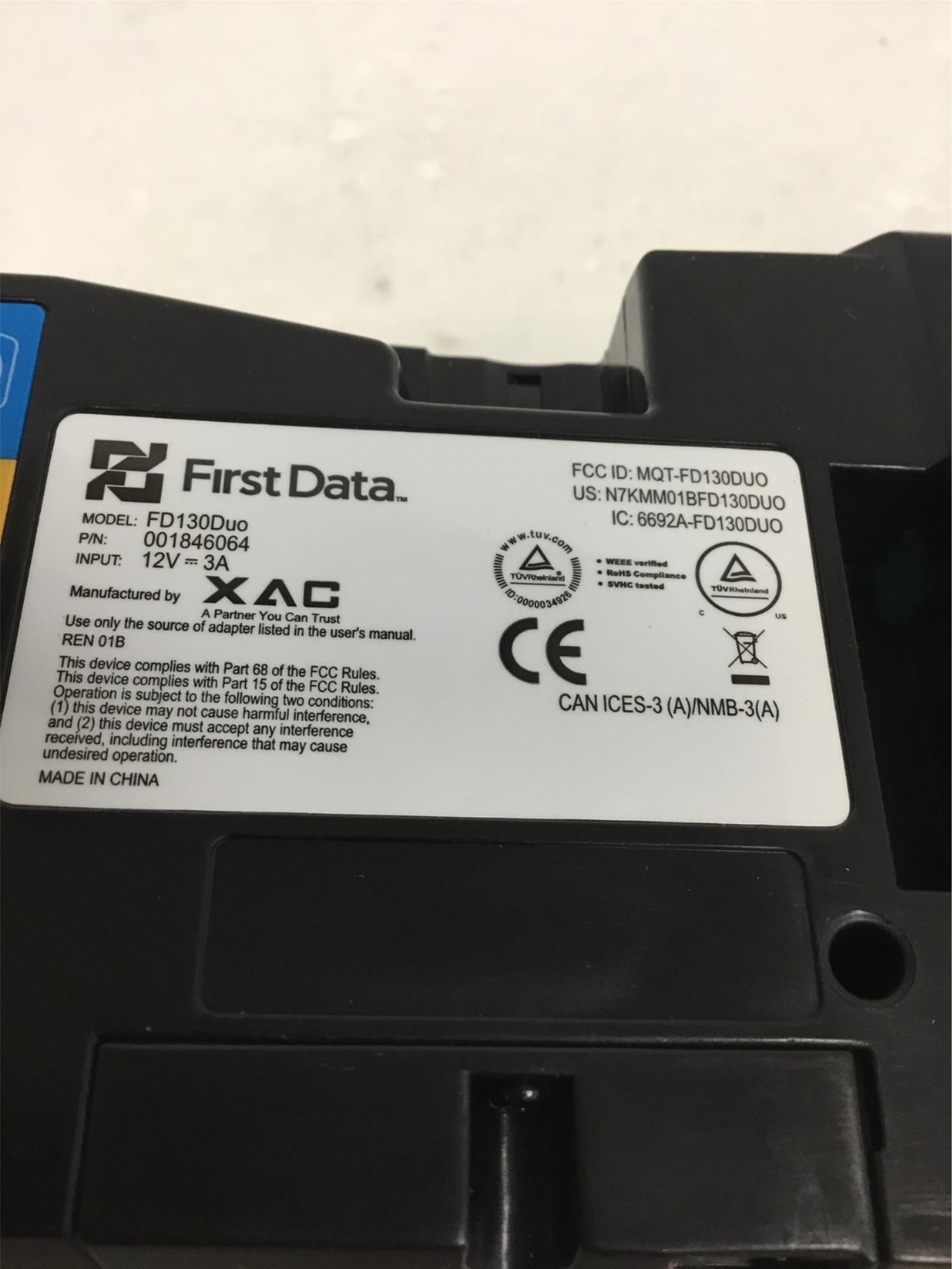 3x FIRST DATA FD130DUO Credit Card Terminal w/Printer, AC Adapter, FREE SHIPPING