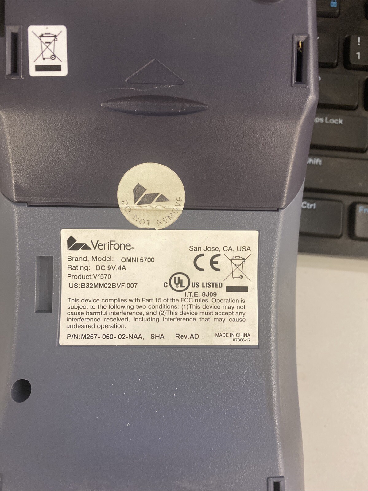 VeriFone VX570 Omni 5700 Gray Credit Card Reader Payment Terminal W/Adapter