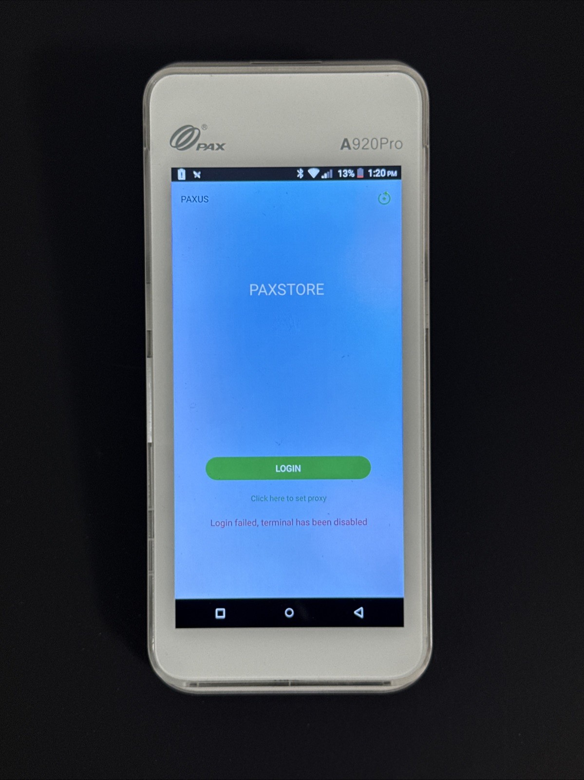 Card Reader PAX A920 Pro Smart Mobile Tablet Terminal Wireless LOCKED Powers On