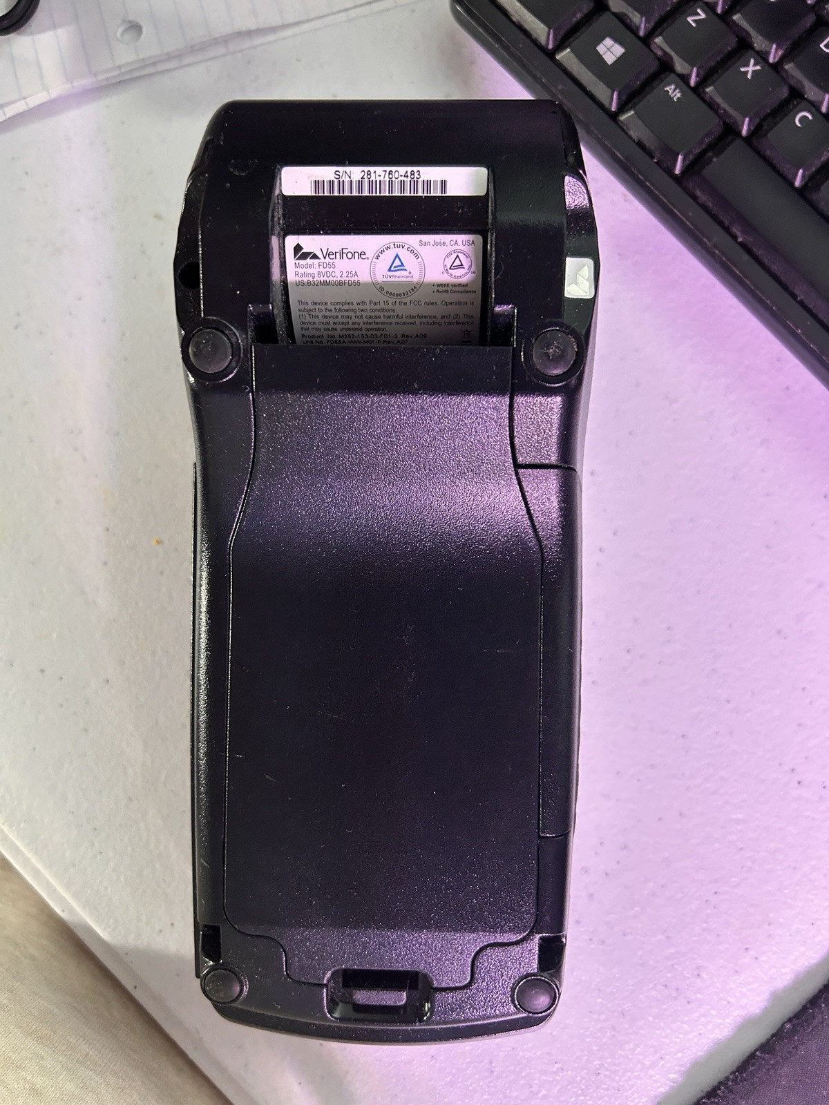Verifone First Data FD-55 Terminal Used works well, No Power Adapter