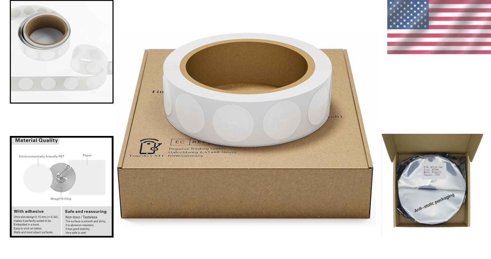 NTAG215 NFC Stickers 1 inch – 1000 pack