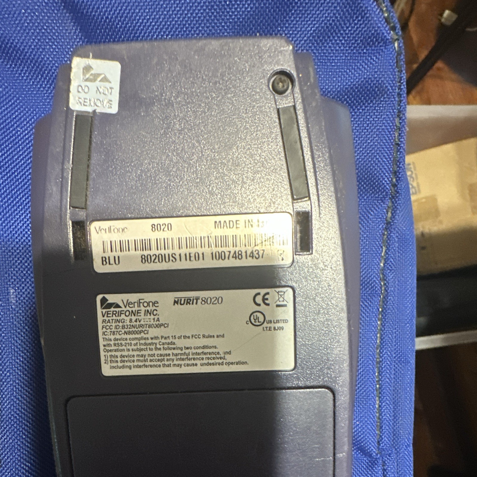 VeriFone NURIT 8020 Wireless Credit Card Terminal POS Reader Blue 8020US11E01