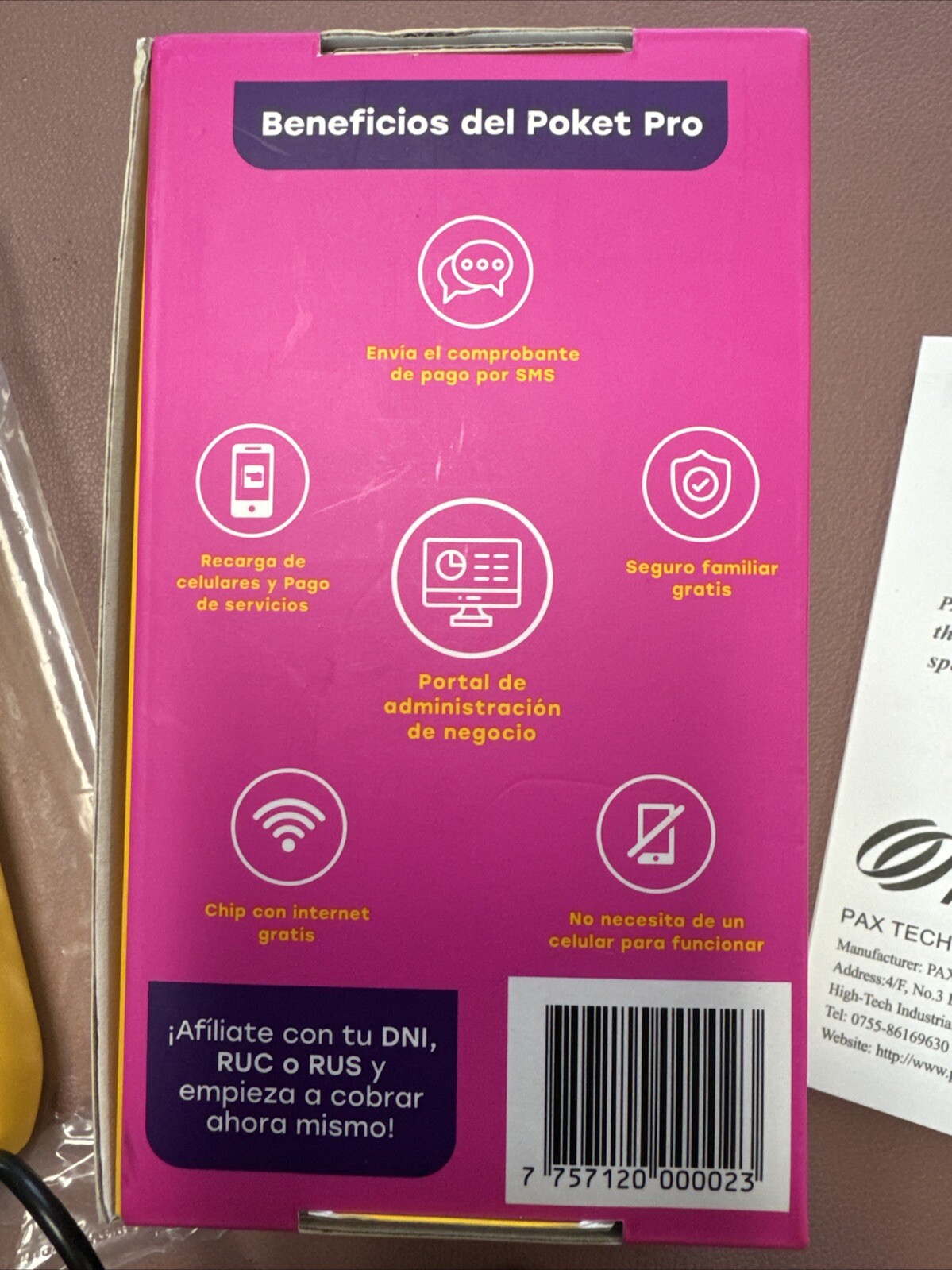 Pax Technologies POCKET PRO D190 0PW R65 01LA Mobile Data Collection Terminal