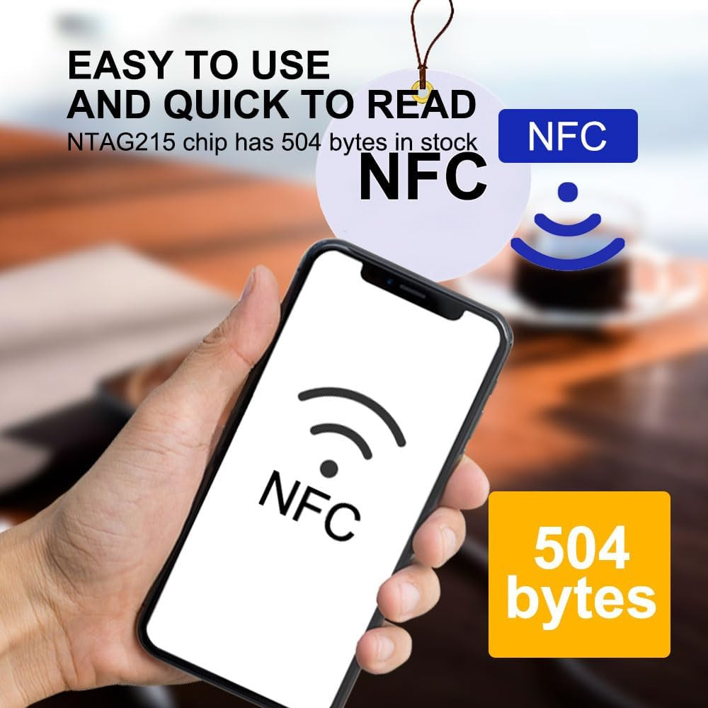 50 Pcs NTAG215 Chip NFC Round Cards NFC 215 RFID Tag with Box Compatible with…