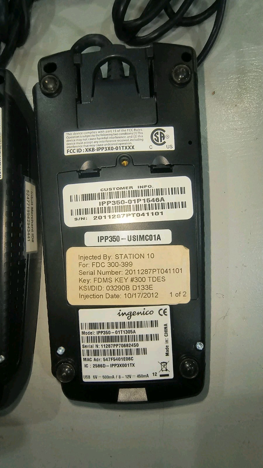 Ingenico iPP350-01T1305A Credit Card Reader Terminal POS Lot 2 Bundle