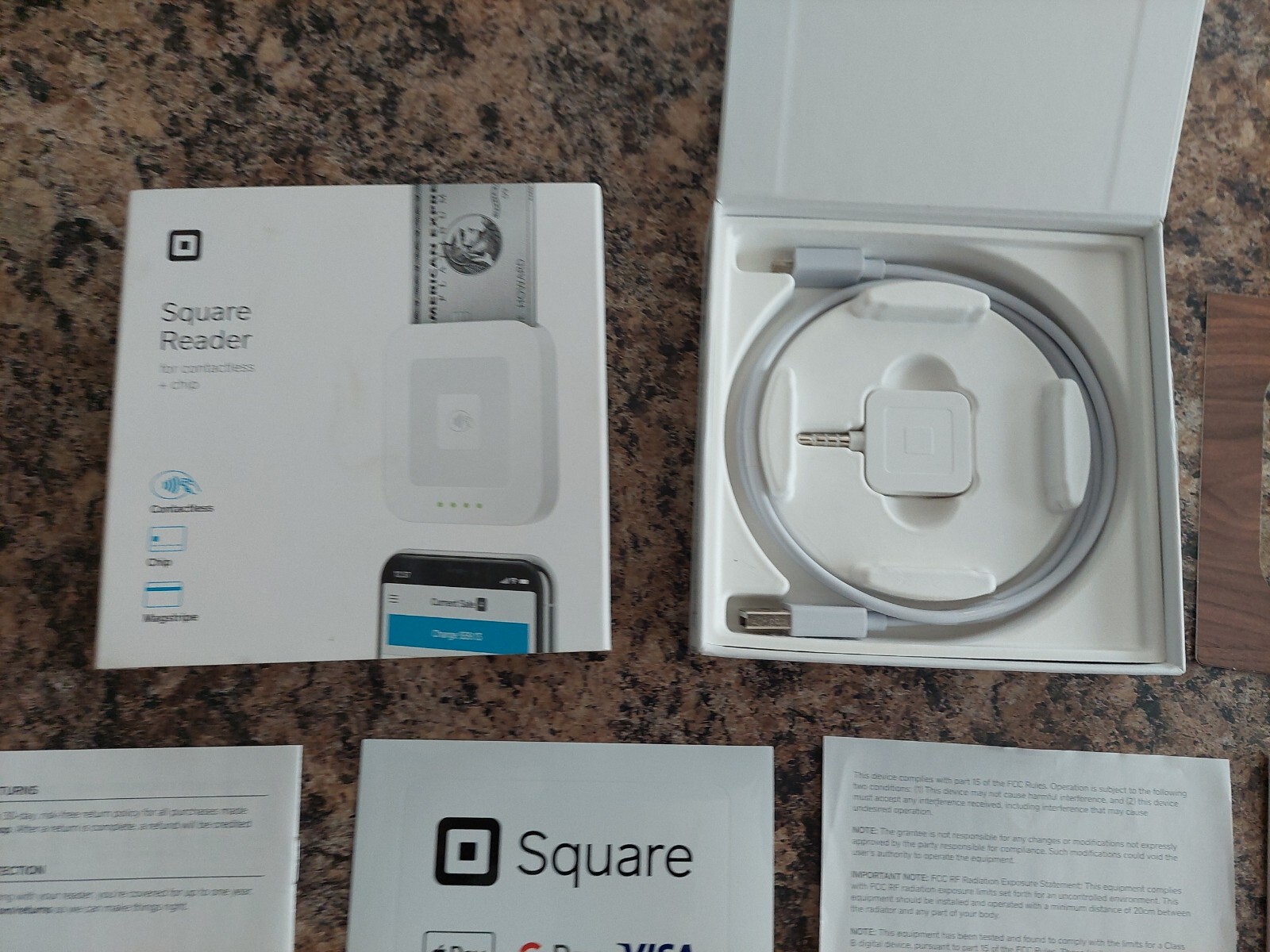 New open box Square Reader Accessories Only phone jack reader Sticker USB cable
