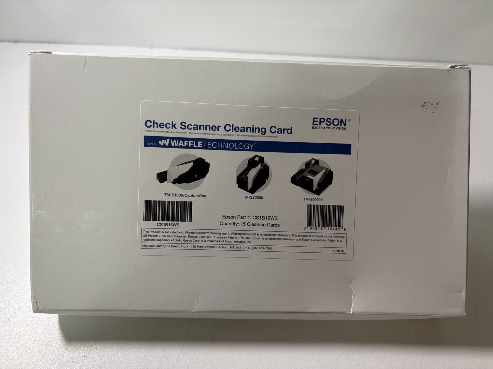Epson CaptureOne Check Scanner Cleaning Card featuring Waffletechnology 15 Cards