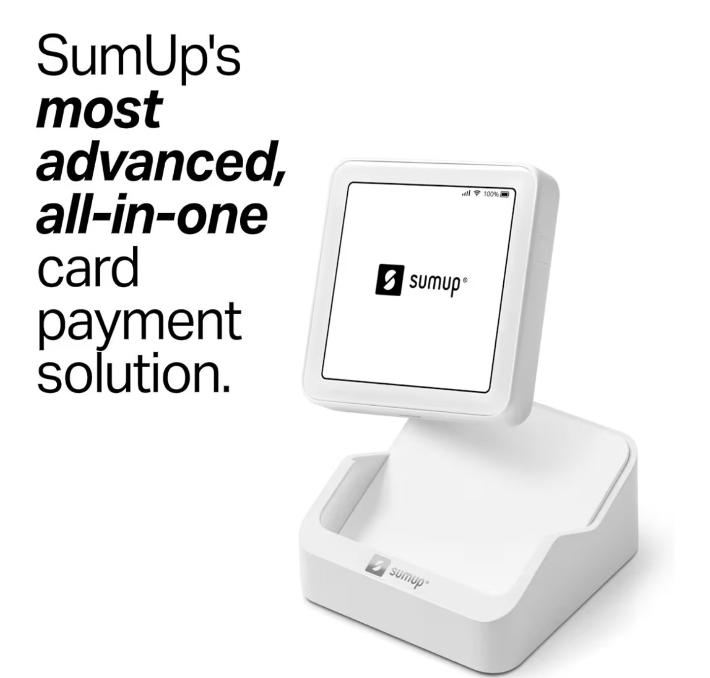 SumUp Solo Credit Card Payment Card Reader with Charging Station. Full Touch-Scr