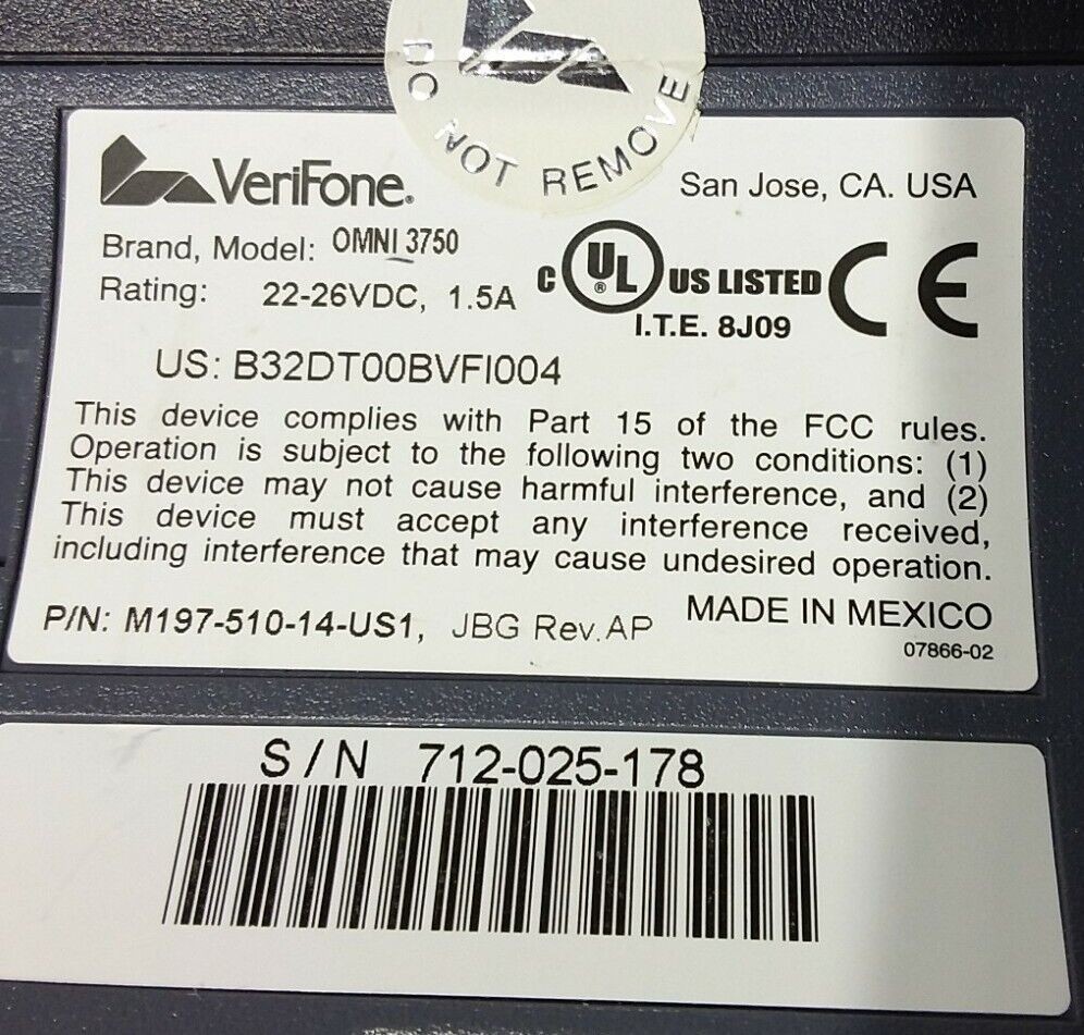 Verifone Omni 3740 POS Credit Card Terminal Payment Processor Countertop Tested