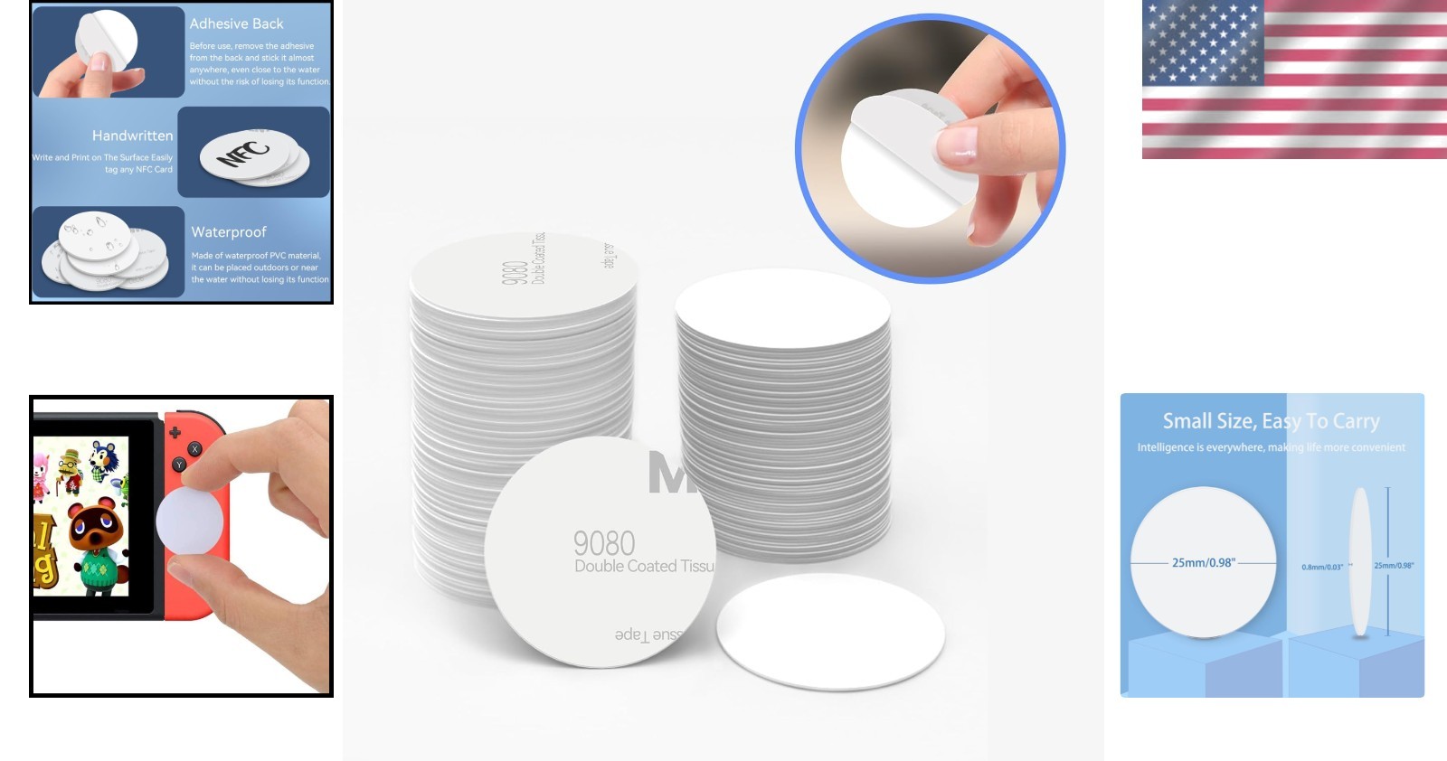 100 Adhesive NFC Coins – High-Quality NTAG215 Blank Tags, Waterproof Design