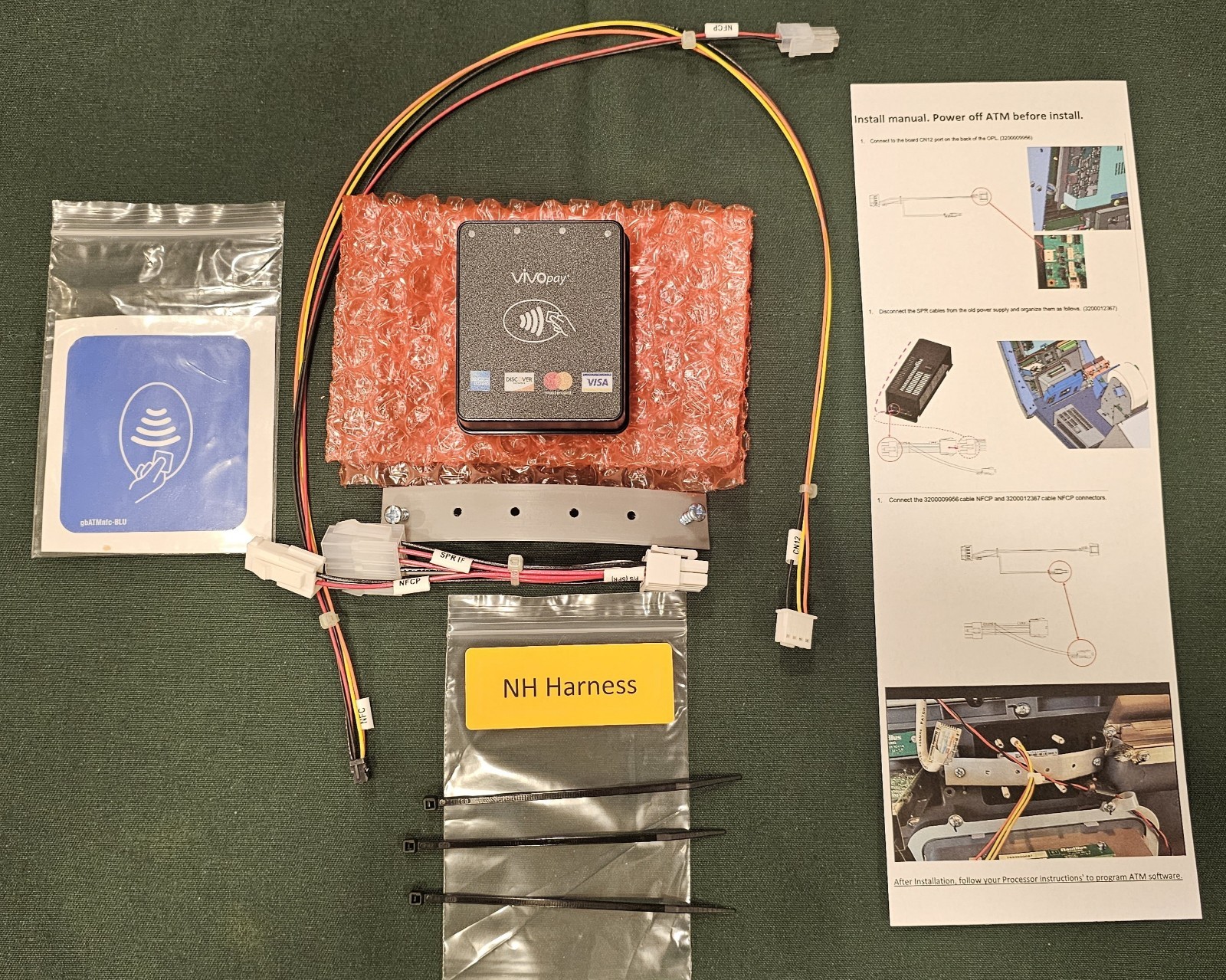 ATM NFC UPGRADR KIT READER & HARNESS Nautilus Hyosung Halo 2 EMV MOBILE PAY EMV