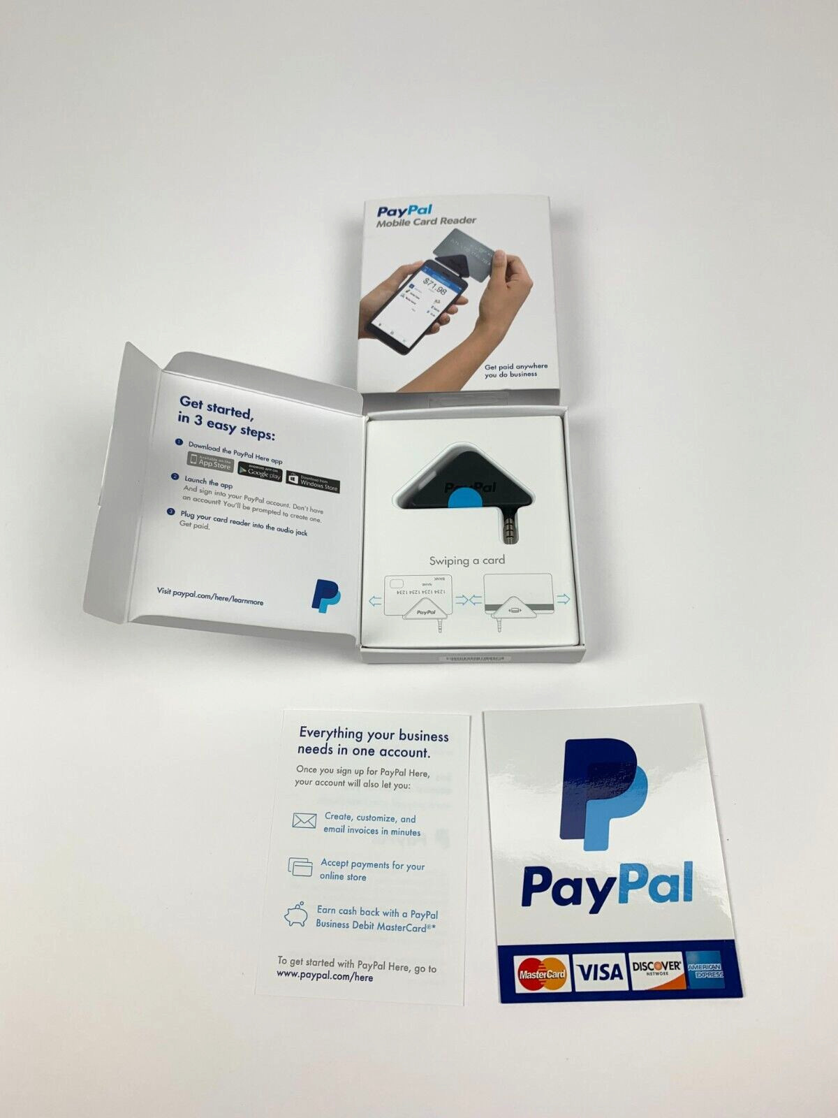 (3) PayPal Here Mobile Credit Card Reader Swiper iPhone Android Windows Devices