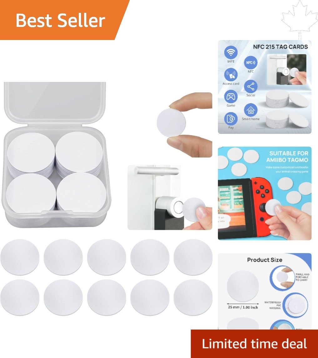 20 Pcs NFC Stickers – 25mm Rewritable Tags with Easy Adhesive Backing