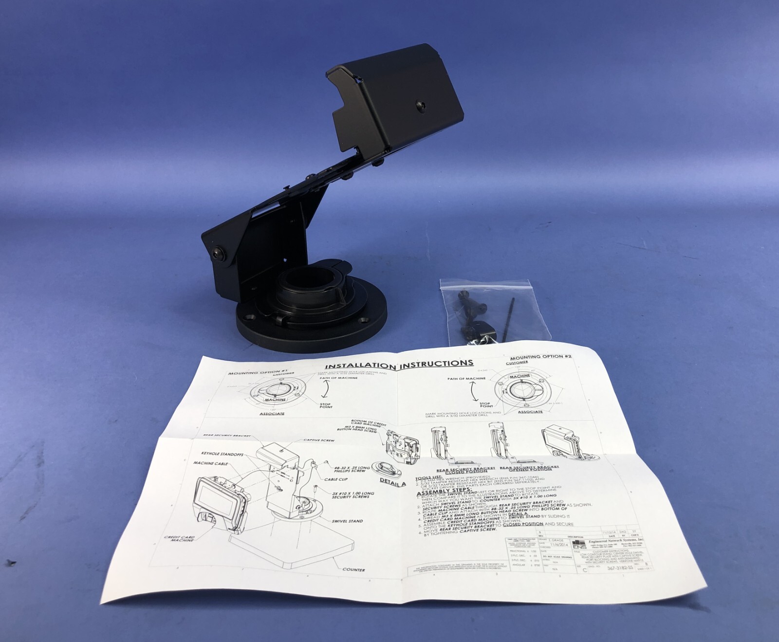 ENS Low Contour Stand for Verifone MX915, PN/ 367-3182-SS-B