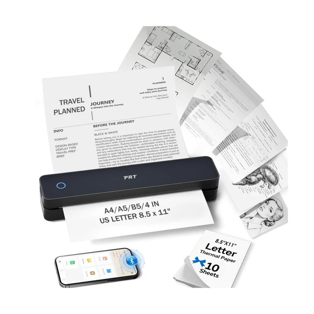 PRT Inkless Portable Printer for Travel, Wireless Thermal Printer Support 8.5…