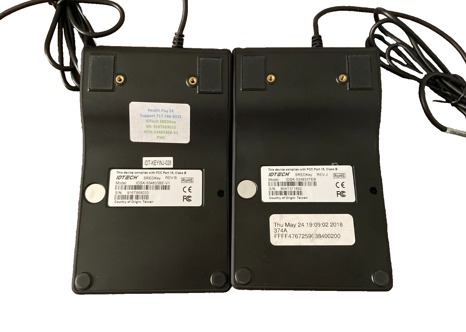 Lot of 2 IDTech SREDKey Key Pad MagStripe Reader USB IDSK-534833TEB Rev. J – V1