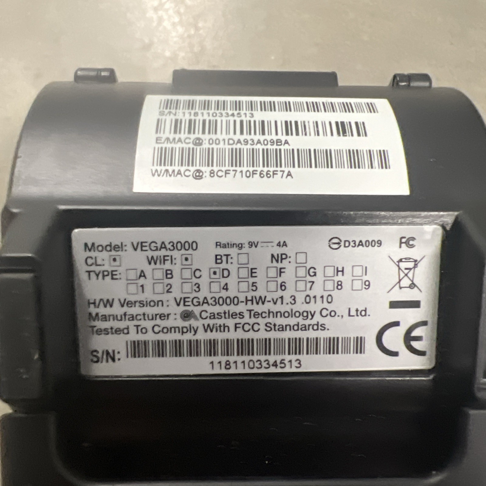 Dejavoo Z11 Vega 3000 | Credit and Debit Card Terminal | without power cord