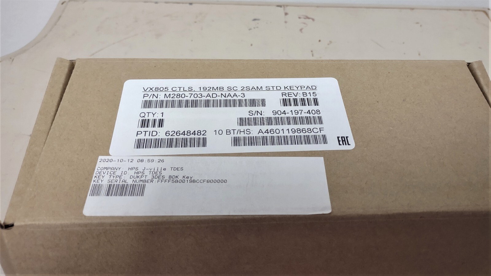 Verifone VX805 CTLS Pin Pad Keypad Credit Card Reader 192MB SC 2SAM NEW NIB