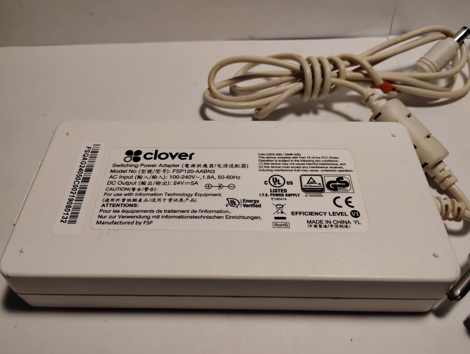 Genuine Clover Station Switching Power Adapter Power Supply Model FSP120-AABN3