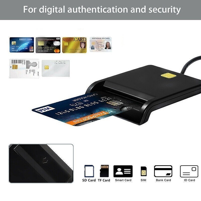 USB Smart Card Reader for Bank Card CAC Government ID Chip Card Read Information