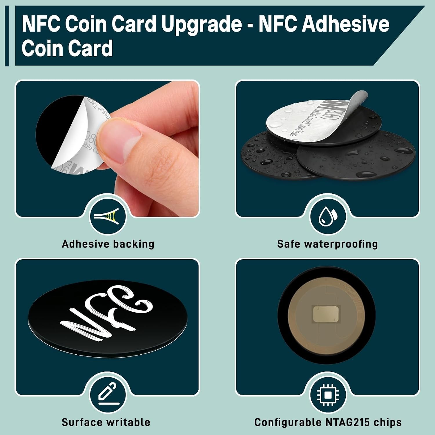 Round Adhesive NFC Tags (100 PCS) – Durable, Rewritable, & Compact 25mm Cards