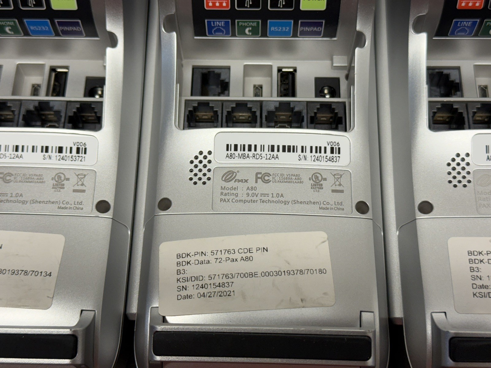 Lot Of 3 PAX A80 Countertop Payment Terminal A80-MBA-RD5-12AA – A360