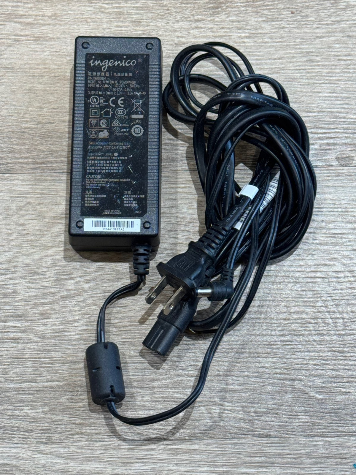 Ingenico PSM24W-080 296198809 AC Power Adapter for iSC 250, 480 POS Cord Cable